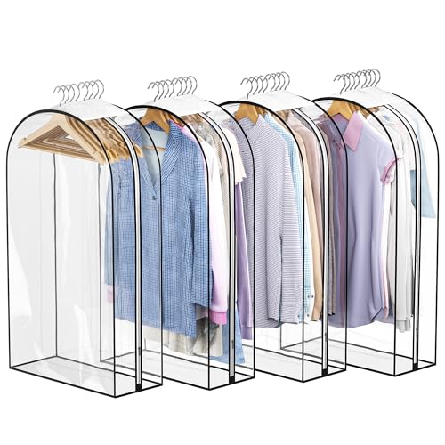 Liuoud Clear Garment Bags for Hanging Clothes 10” Gusseted, 4 Pack, 40” - color: Clear, size: 40 inch