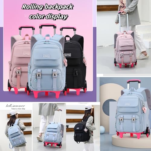 ZHANAO Rolling Backpack Luggage BookBag with Wheels Trolley Bag Wheeled Travel Backpack for Girls & Boys Trolley Bag - color: Pink, size: 2-wheel