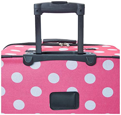 Rockland Vara Softside 3-Piece Upright Luggage Set, Expandable,Lightweight,Telescopic Handle,Wheel, Pink Dots, 20 inches,22 inches,28 inches - color: Pink Dot