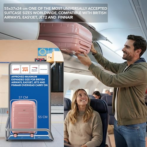 5-Piece Luggage Set Expandable Hardside Polypropylene Suitcase Set with TSA Locks & 8 Silent Spinner Wheels Lightweight Nested Suitcases Travel Set American Airline-Approved Carry-On - Pink - color: Pink, size: 5-Piece Set