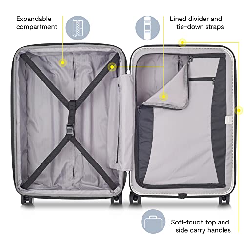 DELSEY PARIS Titanium Hardside Expandable Luggage with Spinner Wheels Checked Luggage, Silver, Checked-Medium 25 Inch - color: Silver, size: Checked-Medium 25 Inch