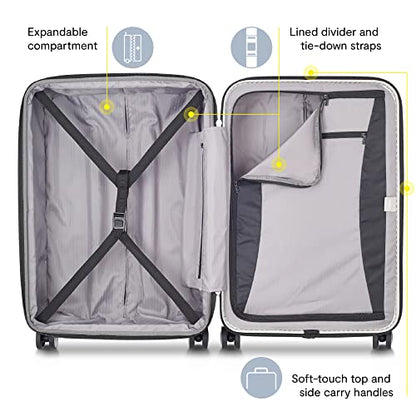 DELSEY PARIS Titanium Hardside Expandable Luggage with Spinner Wheels Checked Luggage, Silver, Checked-Medium 25 Inch - color: Silver, size: Checked-Medium 25 Inch