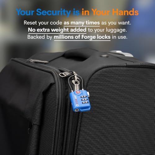 Forge TSA Approved Cable Luggage Locks, Open Alert, Blue, 4 Pack - color: Blue 4 Pack