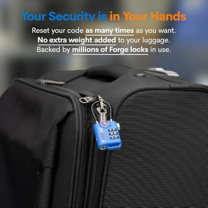Forge TSA Approved Cable Luggage Locks, Open Alert, Blue, 4 Pack - color: Blue 4 Pack