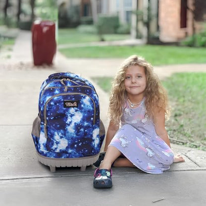 Tilami Rolling Backpack for Boys and Girls,Hello dino - color: Galaxy Blue