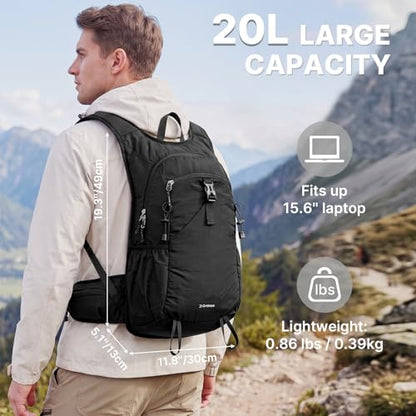 G4Free 20L Hiking Backpack with Waist Strap for Women Men - color: Black