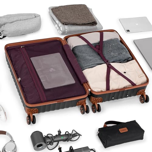 Cosbarn Luggage Sets 5 Pcs Suitcases with Wheels, 20"/24"/28",Black - color: Black, size: 5 Piece Sets (20/24/28/Db/Tb)
