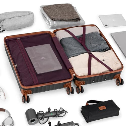 Cosbarn Luggage Sets 5 Pcs Suitcases with Wheels, 20"/24"/28",Black - color: Black, size: 5 Piece Sets (20/24/28/Db/Tb)