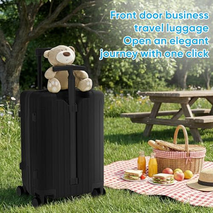 TABU 20" Front-Opening Luggage with Seat for Kids & Adults, Black - color: Black