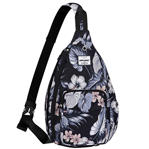 Backpack Sling for Women Anti-Water Crossbody Bag Inclined Adjustable Pack - color: Hibiscus