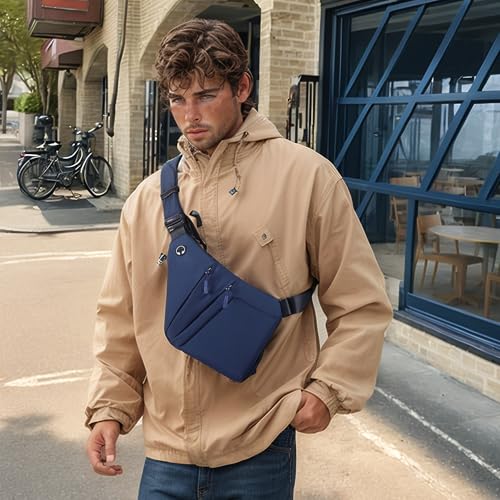 Anti Theft Crossbody Bags for Women Men, Multi-Pocket Shoulder Bag, Slim Sling Bags with 2 RFID Blocking Card - color: Right Shoulder-green