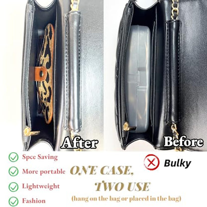Eyewear Clutch Glasses Case with Clip Soft Leather Sunglasses Bag - color: Blk Green, size: X-Large, style: Leopard