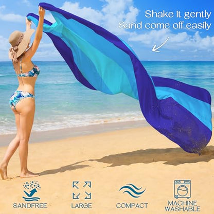 비치 담요 방수 모래 방지 대형 298.1cm x 203.5cm(78인치 x 81인치)/3m x 22 - color: Blue5., size: 10피트 x 9피트