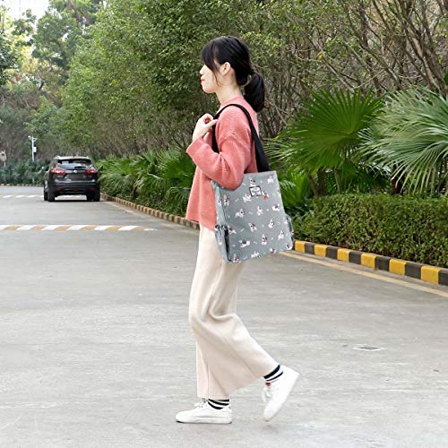 KAMO Floral Tote Bag - Waterproof Lightweight Handbags Travel Shoulder Bag for Hiking Yoga Gym Swimming Travel Beach - color: 0-gray