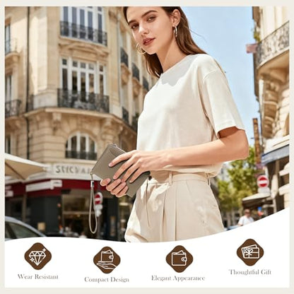 Dadanism RFID Blocking Passport Holder Travel Wallet for Women, Khaki Brown - color: Khaki Brown