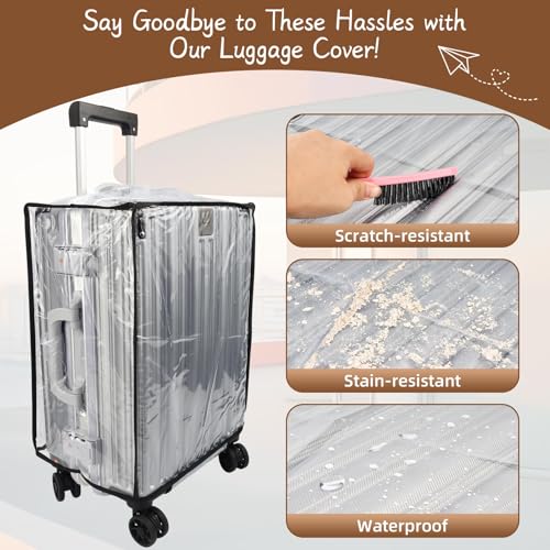 PVC Suitcase Cover Protector,20/22/24/26/28/30 Inch Suitcase Baggage Covers,Transparent Luggage Cover for Wheeled Suitcases (24‘’) - size: 24‘’