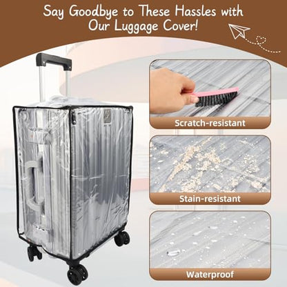 PVC Suitcase Cover Protector,20/22/24/26/28/30 Inch Suitcase Baggage Covers,Transparent Luggage Cover for Wheeled Suitcases (24‘’) - size: 24‘’