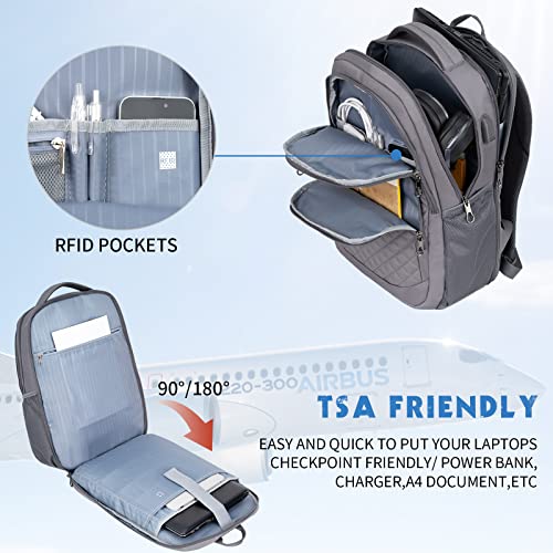 KROSER Travel Laptop Backpack 17 Inch Large Computer Backpack Dark grey - color: Quilted Dark Grey