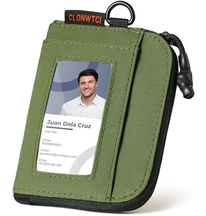 RFID Blocking Coin Pouch Wallet with Key Clip & ID Window for Men - color: Green