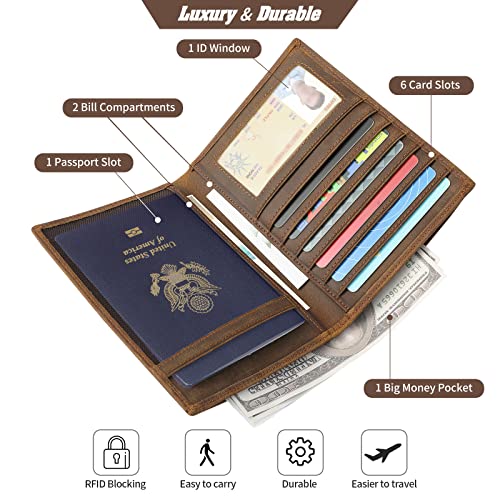 Jack&Chris Leather Passport Holder RFID Blocking Passport Travel Wallet Cover Case for Men Women Brown JC17 - color: JC17-Light Brown