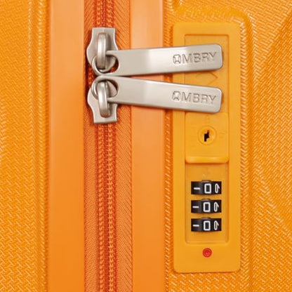 3 piece luggage set hard shell luggage lightweight luggage long vacation luggage set with 8 wheels Spinner Suitcases Suitcase Set Made of ABS+PC (Small, Medium & Large) (Black) - color: tangerine