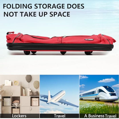 36'' Expandable Rolling Duffel Bag Suitcases w/Wheels,Foldable Luggage Bag - color: Red, size: 36''