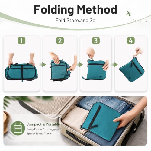 MIER Packable Travel Duffle Bag with Shoe Compartment, 50L, Teal | Foldable Weekender Duffel; Multi-Pockets; Adjustable Shoulder Strap; Travel, Sports, Camping, Gym - color: Teal, size: 50L