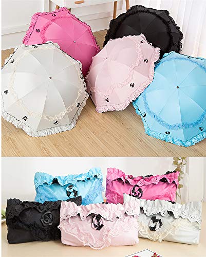 Honeystore Princess Lace Ultraviolet-Proof Folding Umbrella Anti-uv Dome Parasol - color: Pink