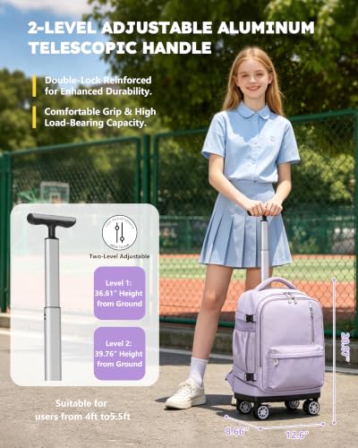 NEW TILAMI 19 Inch Rolling Backpack 4 Spinner Wheels for School, Purple - color: Purple