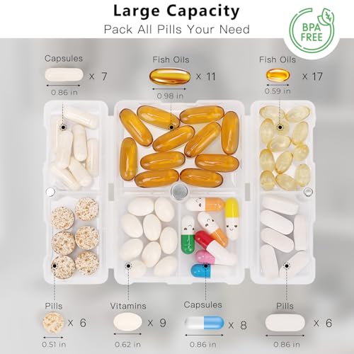 FYY Travel Pill Organizer,7 Compartments Small Pill Box Medicine Case-Clear - color: Clear, size: Small (1 Piece)