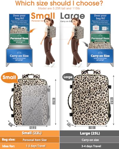 Capolo Travel Laptop Backpack Women Men Personal Item Weekender Travel Bag - color: Leopard, size: Small