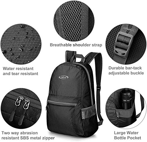 G4Free 20L Lightweight Packable Backpack Travel Hiking Daypack Foldable Backpack for Men Women - color: Black Update, size: 20L