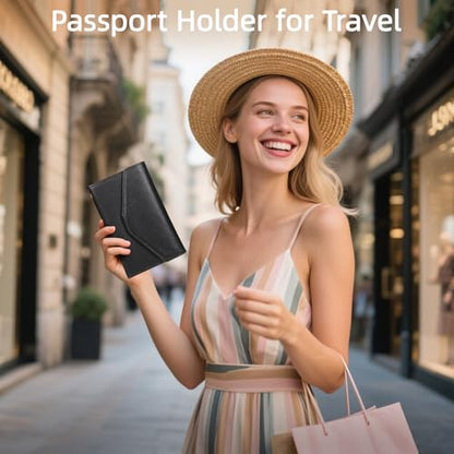 ZOPPEN Passport Holder, Rfid Blocking Passport Wallet (Ver.4) Travel Essentials for Flying Tri-fold Document Organizer Holder, Black 1