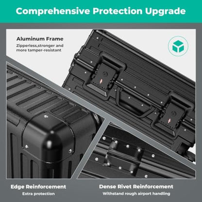20 Inch Carry on Luggage, Airline Approved Zipperless Hardside Suitcase - color: Black, size: 20 Inch