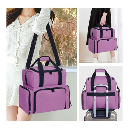 Large Makeup Bag with 3 Removable Case and 2 Removable Dividers,Purple - color: Purple