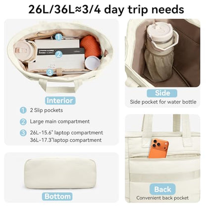 PASMAN Puffer Tote Bag for Women - Nurse Bag with Bottle Pocket - color: White, size: Large