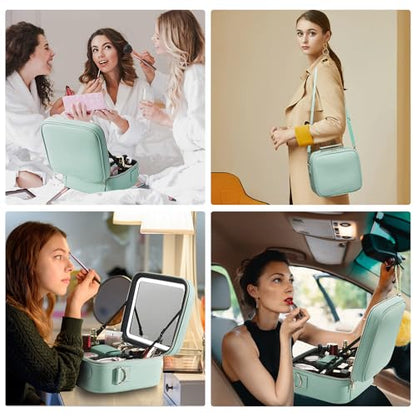 Mocado Travel Makeup Bag with Mirror Travel Makeup Organizer Makeup Case - color: Powdery Green