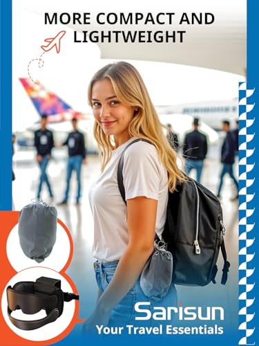 SARISUN Travel Pillow with Chin Strap for Different Seats, Stable Support - color: Black