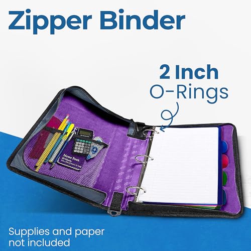 Case-it School Zipper Binder | 2" O-Rings | 350-Sheet | D-251 Deep Purple - color: Deep Purple, size: 6 Pack