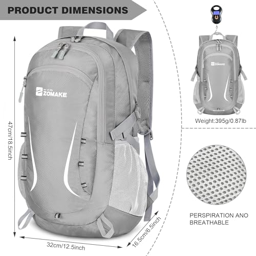 ZOMAKE Lightweight Packable Backpack 35L, Foldable Backpacks Water Resistant Collapsible Light Daypack for Hiking(Silver Grey) - color: Silver Grey B, size: 35L