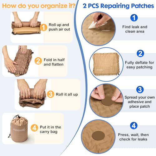 Airplane Travel Seat Cushion, 2, Khaki | Inflatable seat cushion for stadium, camping,outdoors.Sondur travel cushion for airplane - color: Khaki