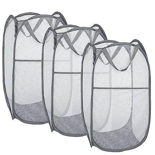 Larpur Pack of 3 Pop up Laundry Hampers, Collapsible Laundry Baskets, Gray - color: 3*Grey