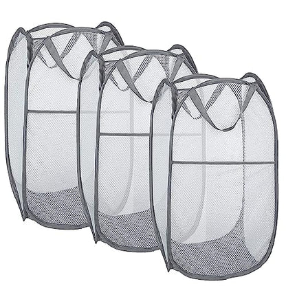Larpur Pack of 3 Pop up Laundry Hampers, Collapsible Laundry Baskets, Gray - color: 3*Grey