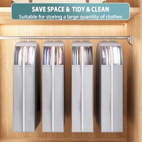 Liuoud 10" Gusseted Garment Bags for Hanging Clothes with Clear Window, 40" - color: Grey with window, size: 40 inch
