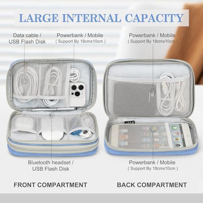 FYY Electronic Organizer, Travel Tech Pouch Bag, Large, Blue Quilted - color: Blue Quilted, size: 9.1 x 5.9 x 3.15 inches