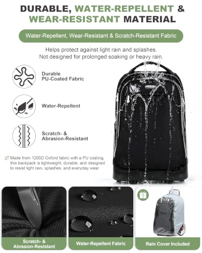 NEW TILAMI 19 Inch Rolling Backpack with Lunch Bag School, Black - color: Black