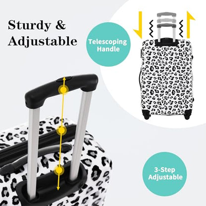 Merax 3-Piece Luggage Set,Leopard Print Hardshell Suitcases.White+Black - color: White+Black Leopard, size: 3 Piece(20/24/28)