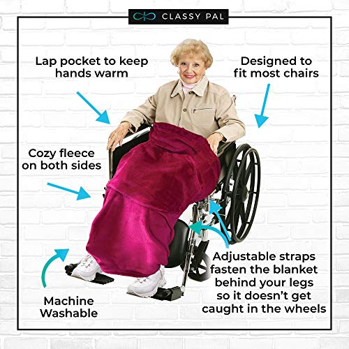 Wheelchair Blanket with Pouch for Adults, Fleece Wrap for Airplane & Train, Packable Nap Travel Accessories (Ruby Red) - color: Ruby Red