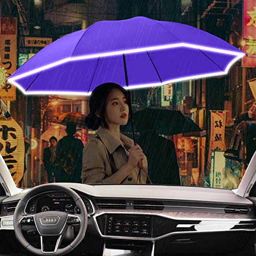 Reverse Umbrella 50 Inch Large Golf 10 Rib Auto Open Close Rain Travel - color: 04.Purple