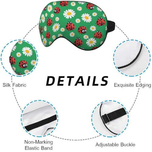 Ladybirds Daisy Sleep Mask Eye Mask Lady Beetle Ladybug Flying Insect Flowers Nature Green Sleep Mask Light Blocking Adjustable Soft Eye Masks for Women Deep Rest Travel - color: Ladybirds Daisy